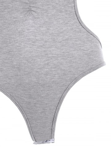 2pcs Halter Rib-knit Bandeau Top And Backless Bodysuit