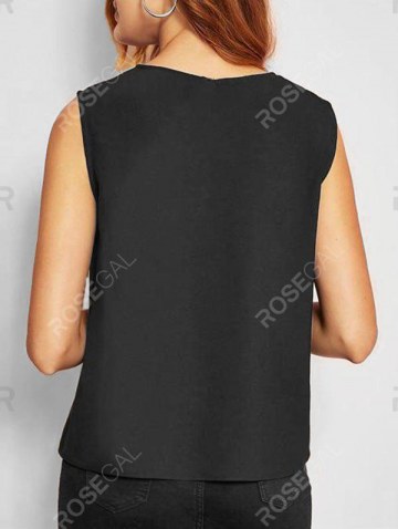 Bowknot Detail Scalloped Contrast Tank Top