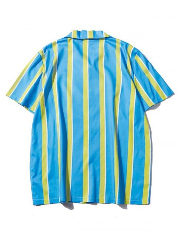 Button Up Contrasting Vertical Stripe Shirt