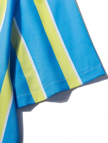 Button Up Contrasting Vertical Stripe Shirt