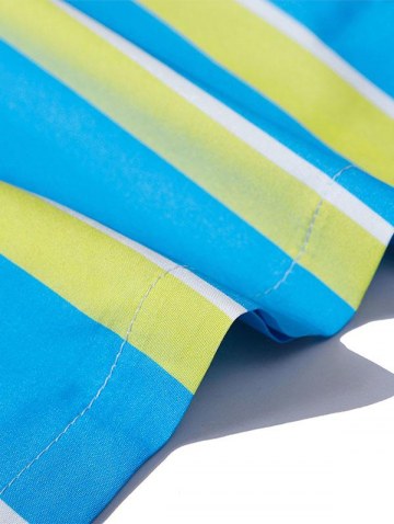 Button Up Contrasting Vertical Stripe Shirt