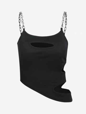 Chain Straps Cut Out Asymmetric Tank Top
