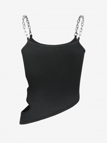 Chain Straps Cut Out Asymmetric Tank Top