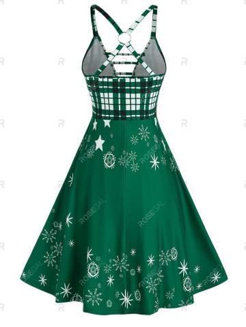 Christmas Santa Claus Print O Ring Plunge Dress