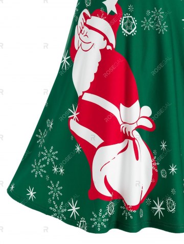 Christmas Santa Claus Print O Ring Plunge Dress