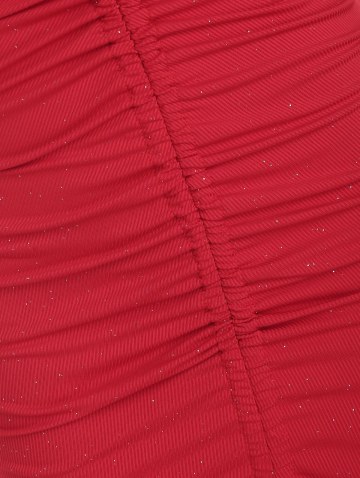 Cinched Criss Cross Halter Open Back Glitter Dress