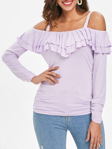 Cold Shoulder Flounce Insert T-shirt