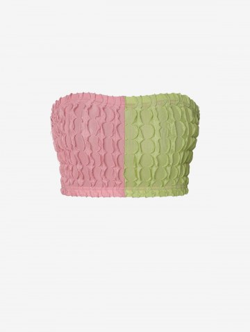 Colorblock Frilled Crop Tube Top