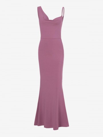 Cowl Asymmetric Neck Slinky Prom Dress