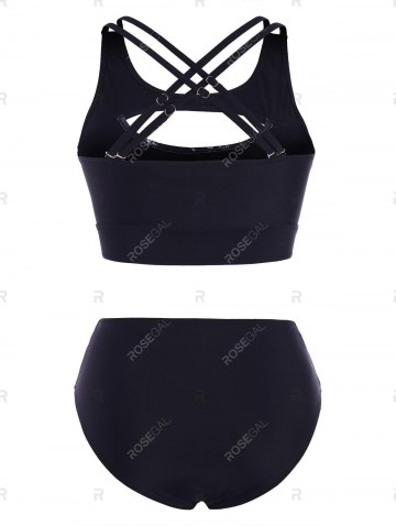 Criss Cross Cutout Octopus Print Tankini Swimwear