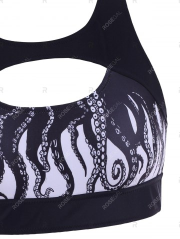 Criss Cross Cutout Octopus Print Tankini Swimwear