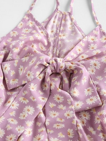 Daisy Floral Printed Bowknot Cami Dress