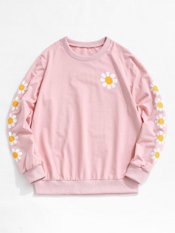 Daisy Print Rib-knit Trim Sweatshirt