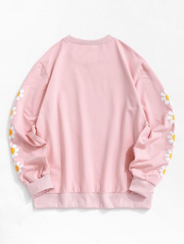 Daisy Print Rib-knit Trim Sweatshirt