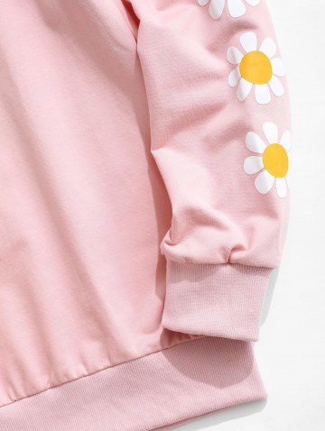 Daisy Print Rib-knit Trim Sweatshirt