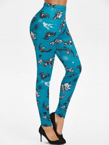 Dinosaur Bat Print Halloween Leggings