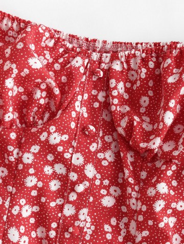 Ditsy Print Puff Sleeve Milkmaid Dress