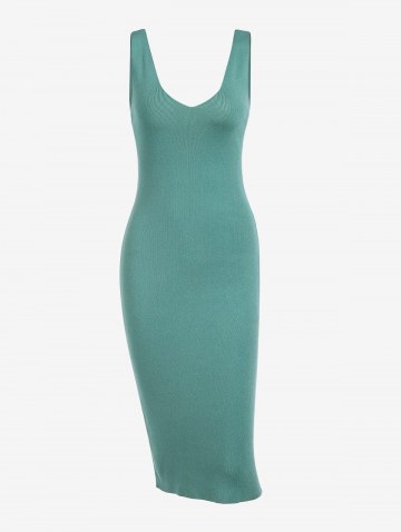 Double-v Slinky Midi Knitted Dress