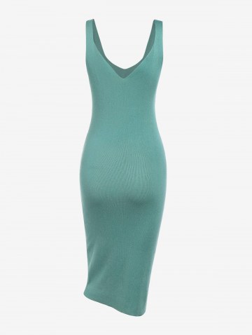 Double-v Slinky Midi Knitted Dress