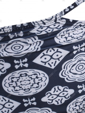 Ethnic Flower Cutout Flounce Off Shoulder Bikini Swimwear