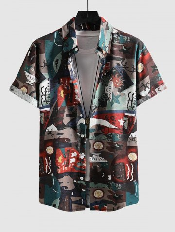 Ethnic Print Short Sleeve Casual Shirt