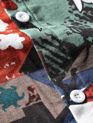 Ethnic Print Short Sleeve Casual Shirt