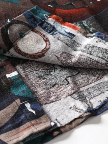 Ethnic Print Short Sleeve Casual Shirt