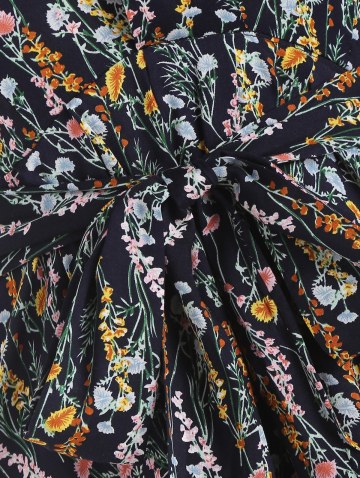 Floral Belted Open Back Halter Dress