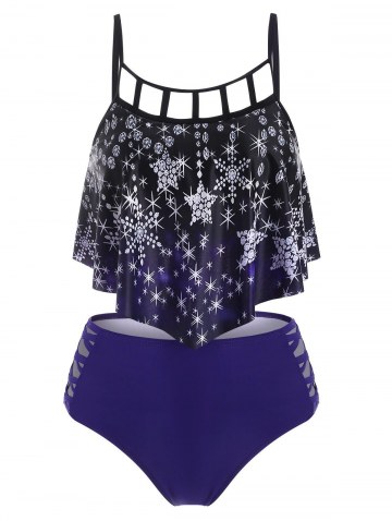Flounces Lattice Dazzling Star Tankini Swimwear