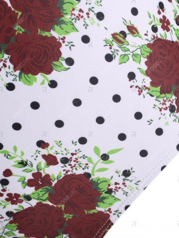 Flower Polka Dot Criss Cross O Ring Backless One-piece Swimsuit