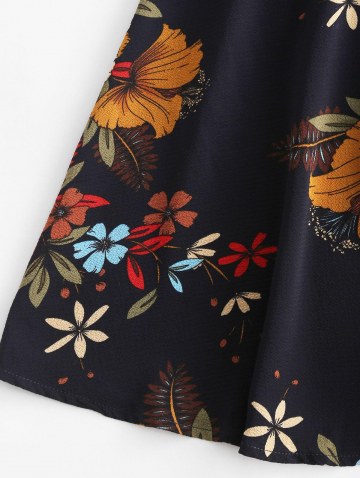 Flower Print Crochet Tassel Tie Back Dress