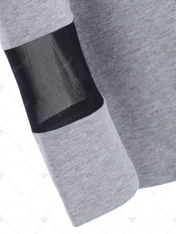 Full Sleeve See Through Mesh Insert T-shirt