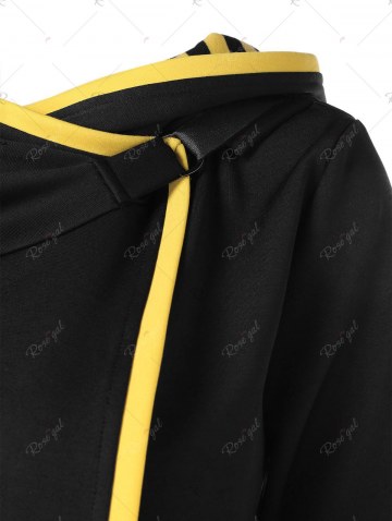 Hit Color Long Asymmetrical Hoodie