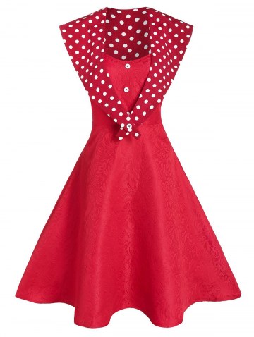 Jacquard Cami Dress With Polka Dot Capelet
