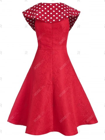 Jacquard Cami Dress With Polka Dot Capelet