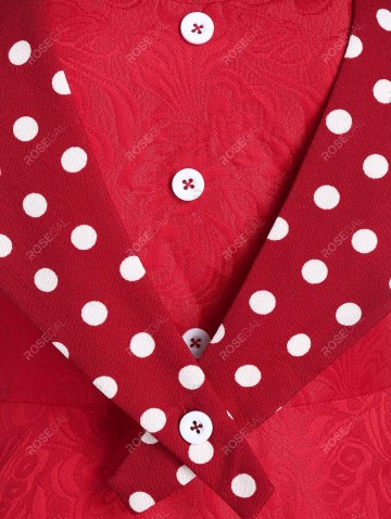 Jacquard Cami Dress With Polka Dot Capelet