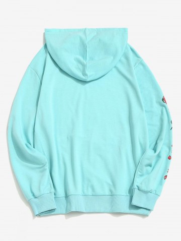 Kangaroo Pocket Flower Rose Print Graphic Hoodie