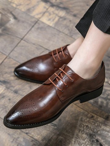 Lace Up Front Wingtip Detail Business Shoes