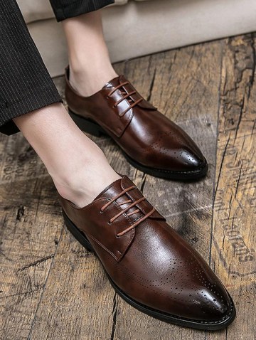 Lace Up Front Wingtip Detail Business Shoes