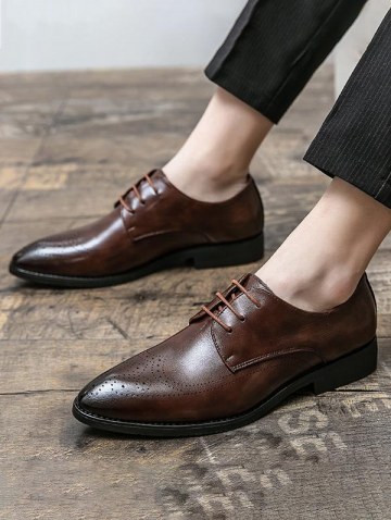 Lace Up Front Wingtip Detail Business Shoes