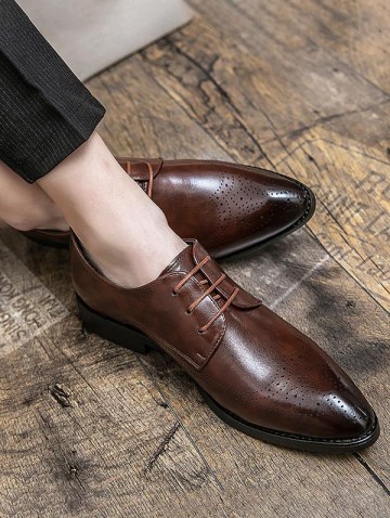 Lace Up Front Wingtip Detail Business Shoes