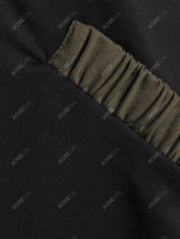 Leopard Patchwork Pocket Drawstring Hoodie