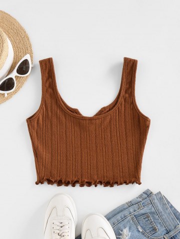 Lettuce Trim Notched Knitted Crop Top