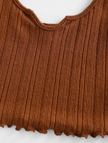 Lettuce Trim Notched Knitted Crop Top