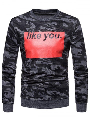 Like You Camo Print Long Sleeve Sweatshirt