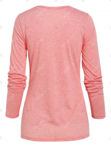 Long Sleeve Twist Front Heathered T-shirt