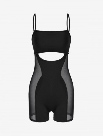 Mesh Insert Cut Out Unitard Romper