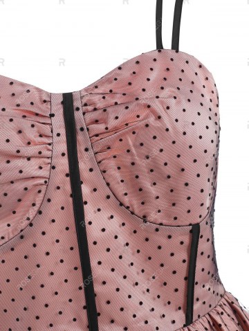 Mesh Overlay Polka Dot Corset Style Dress