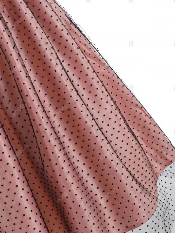 Mesh Overlay Polka Dot Corset Style Dress