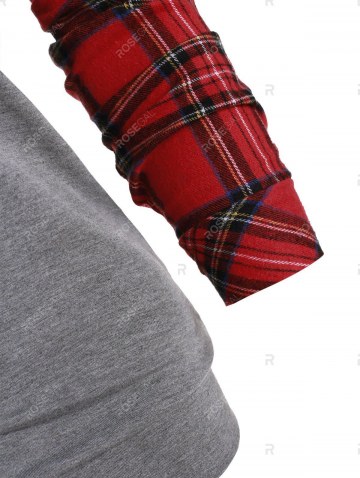 Mock Button Plaid Loose Sweatshirt